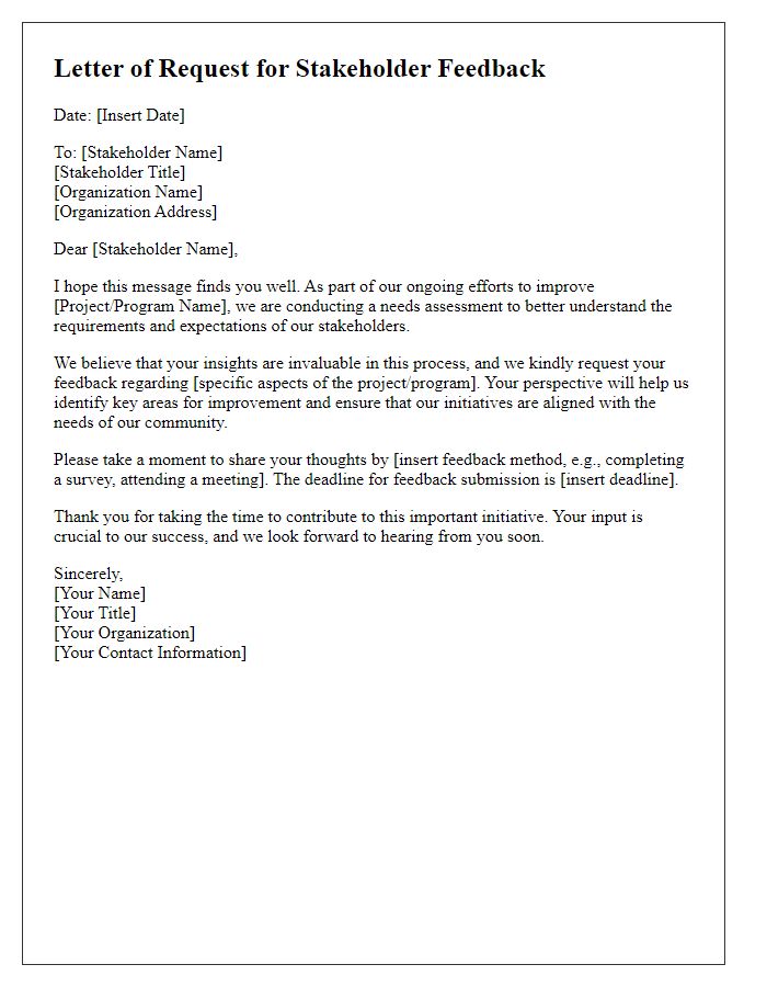 Letter template of Request for Stakeholder Feedback for Needs Assessment