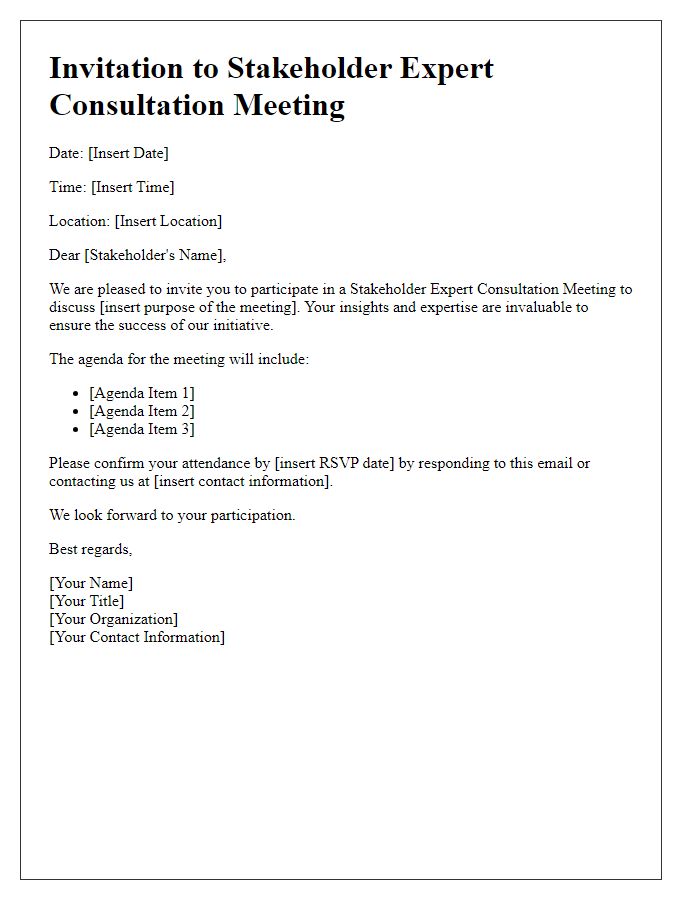 Letter template of invitation for stakeholder expert consultation meeting.