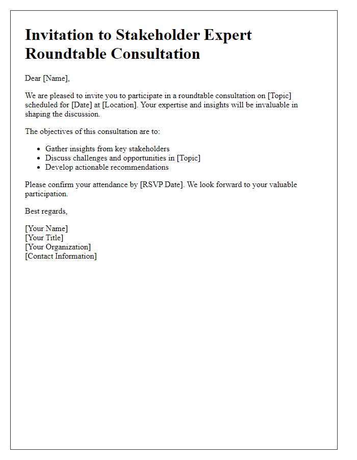 Letter template of stakeholder expert roundtable consultation invitation.