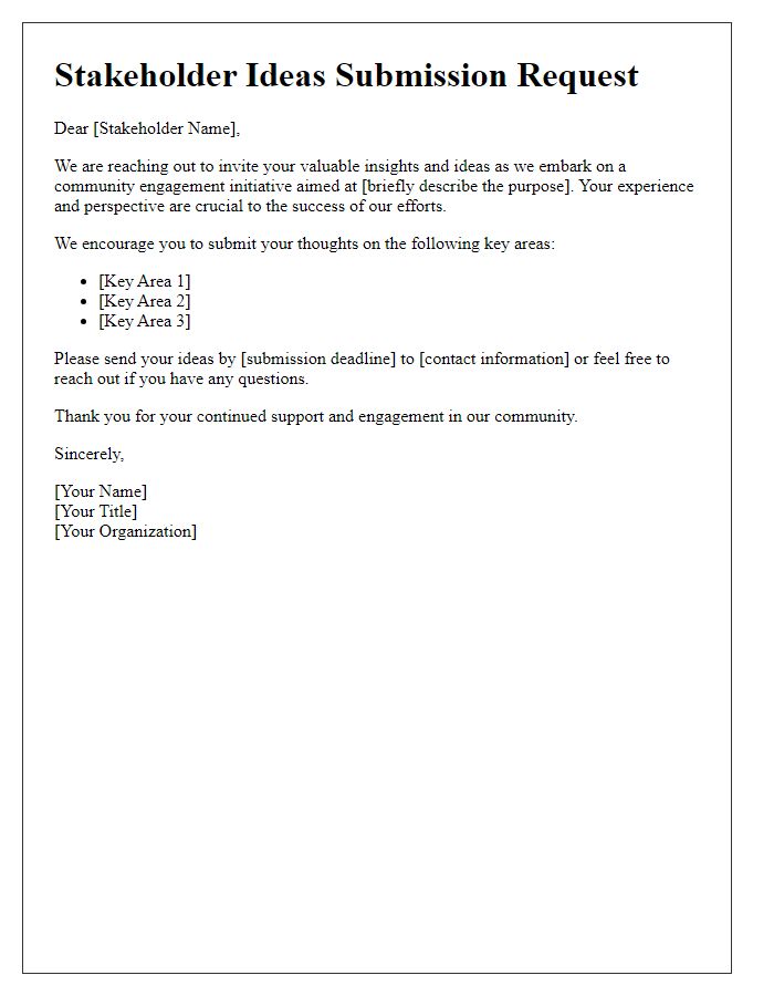 Letter template of Stakeholder Ideas Submission Request for Community Engagement