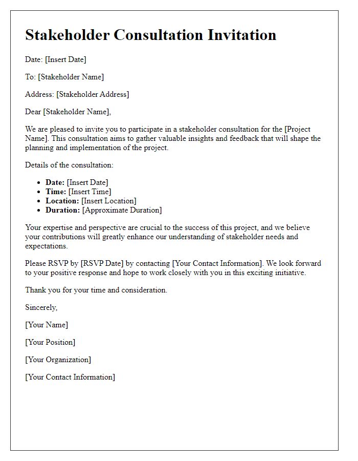 Letter template of stakeholder consultation for project planning