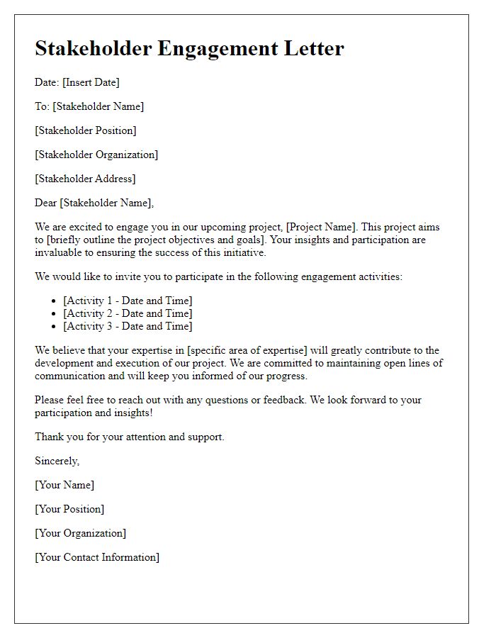 Letter template of stakeholder engagement for project outline