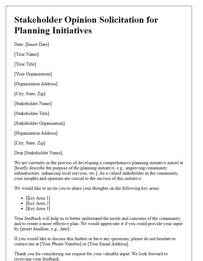 Letter template of stakeholder opinion solicitation for planning initiatives