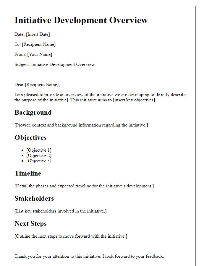 Letter template of Initiative Development Overview