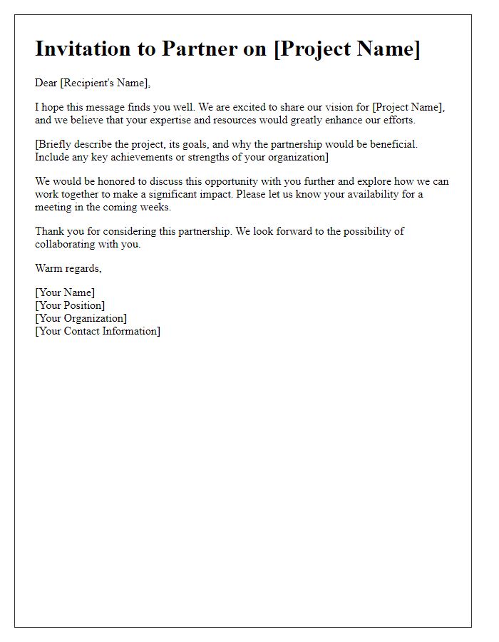 Letter template of Project Partnership Invitation