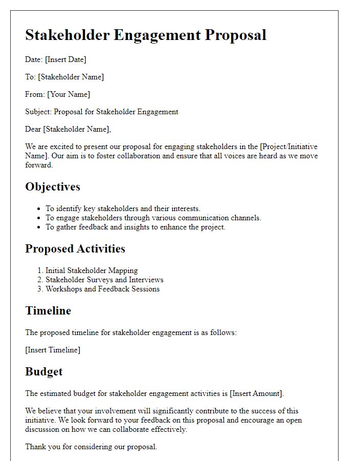 Letter template of Stakeholder Engagement Proposal