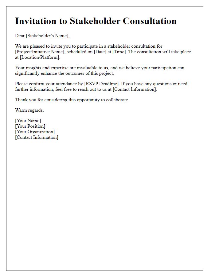 Letter template of stakeholder consultation invitation