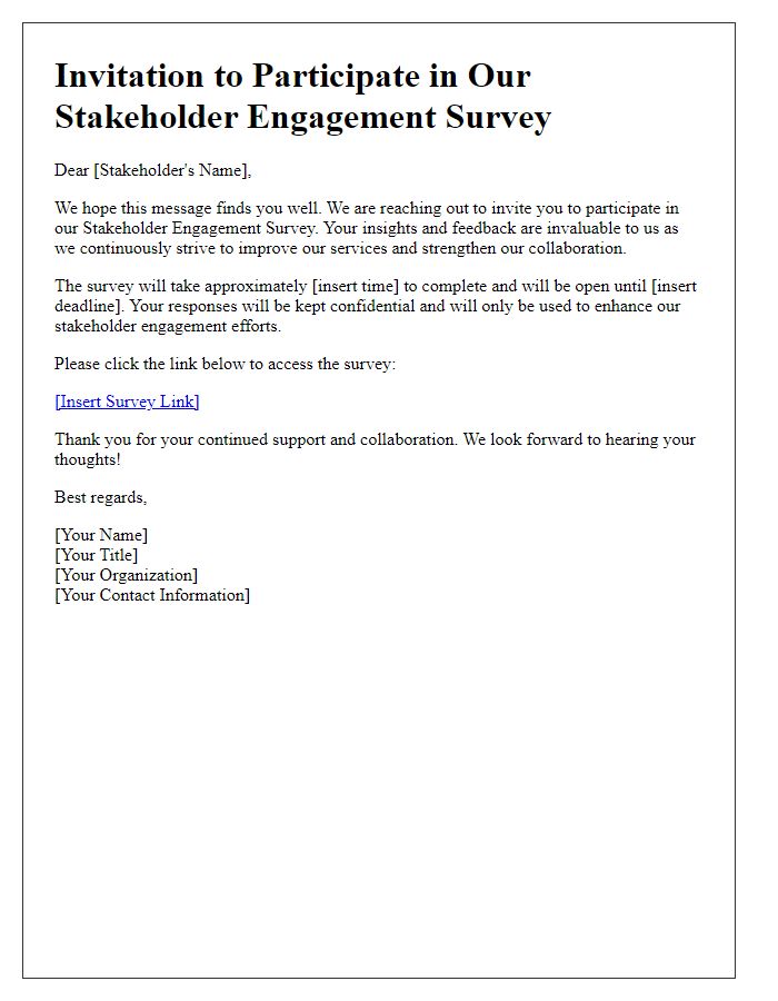 Letter template of stakeholder engagement survey invitation