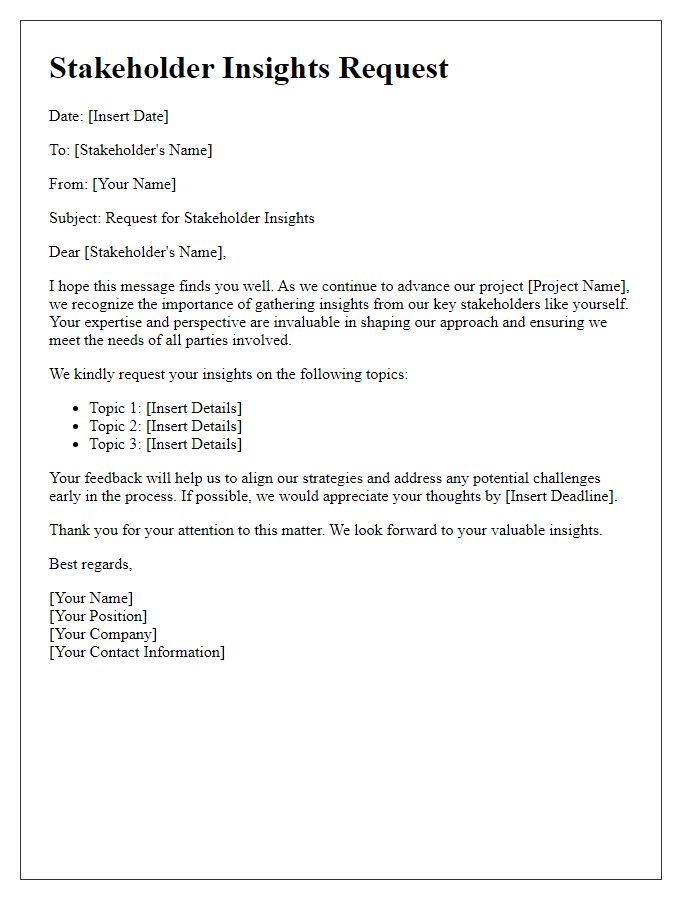 Letter template of stakeholder insights request