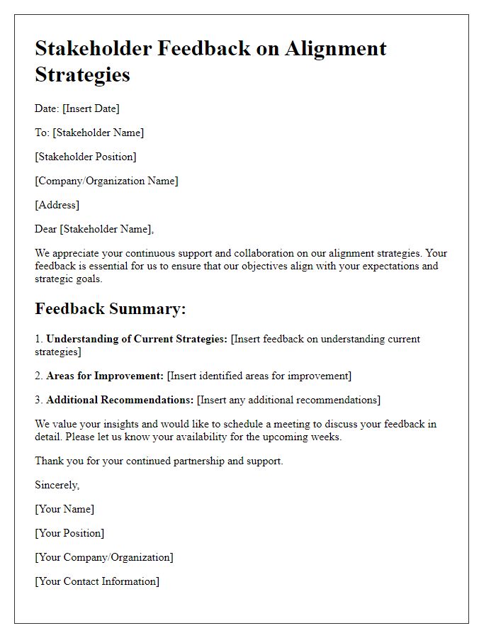 Letter template of stakeholder feedback on alignment strategies