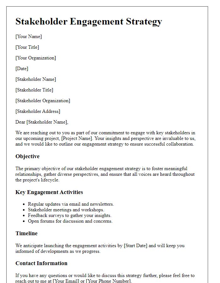 Letter template of stakeholder engagement strategy.