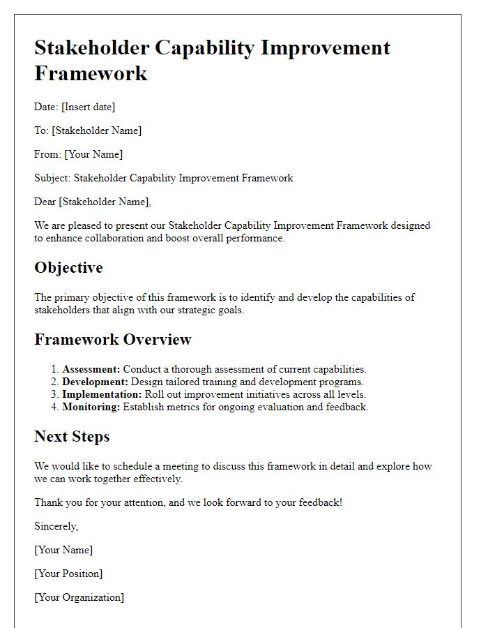 Letter template of stakeholder capability improvement framework.