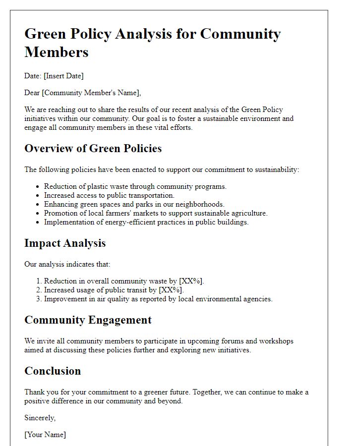 Letter template of Green Policy Analysis for Community Members