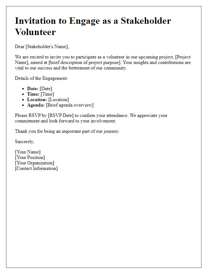 Letter template of Invitation for Stakeholder Volunteer Engagement