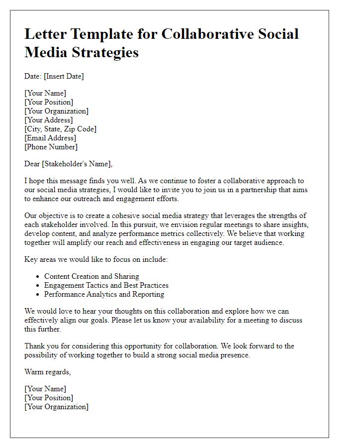 Letter template of collaborative social media strategies for stakeholders