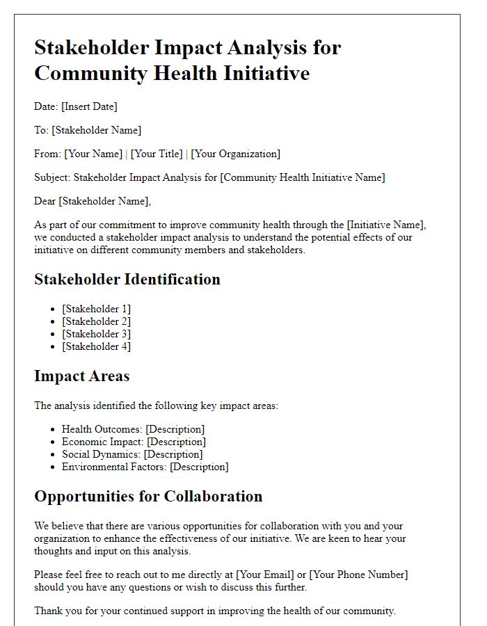 Letter template of stakeholder impact analysis for community health initiatives