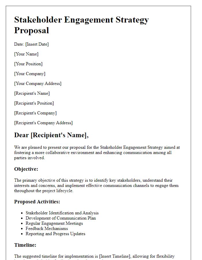 Letter template of stakeholder engagement strategy proposal