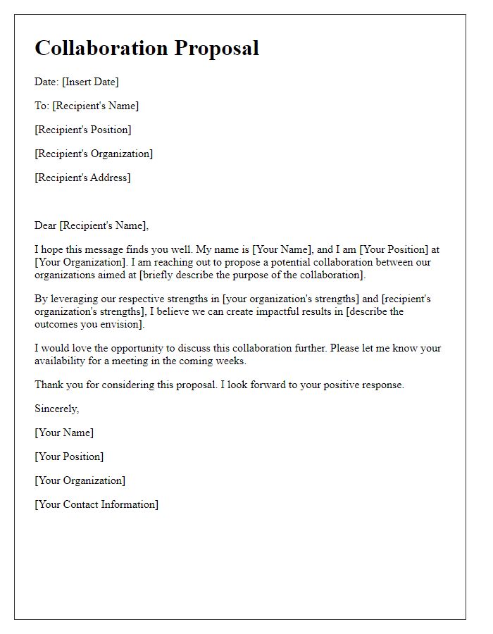 Letter template of networking collaboration proposal