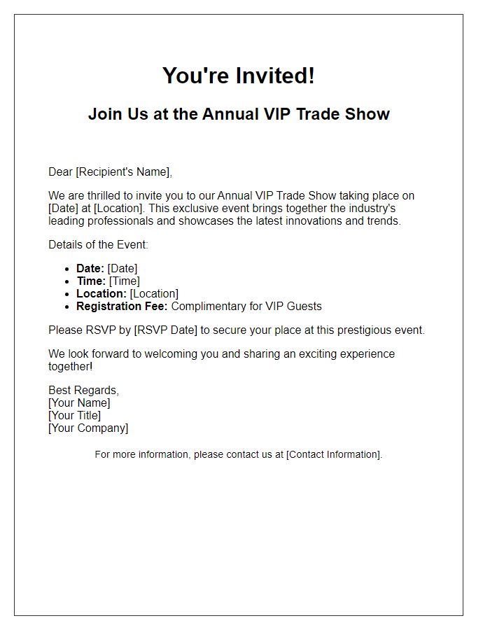 Letter template of VIP trade show invitation