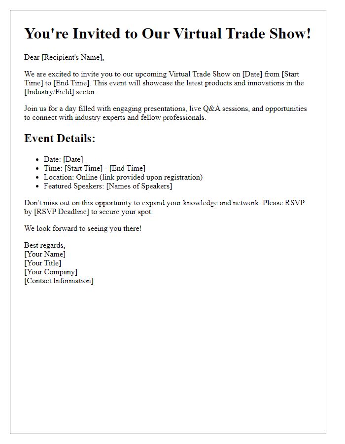 Letter template of virtual trade show invitation