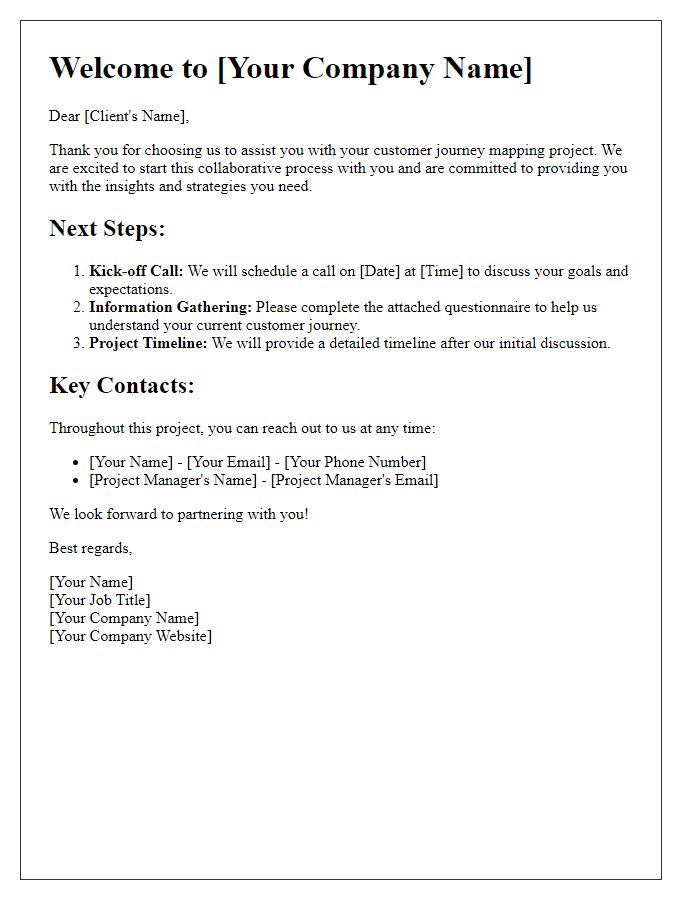 Letter template of freelance customer journey mapping client onboarding.