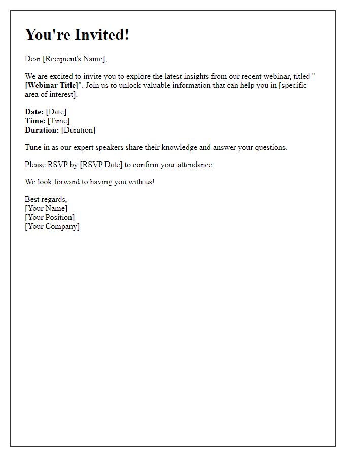 Letter template of invitation to explore our latest webinar insights.