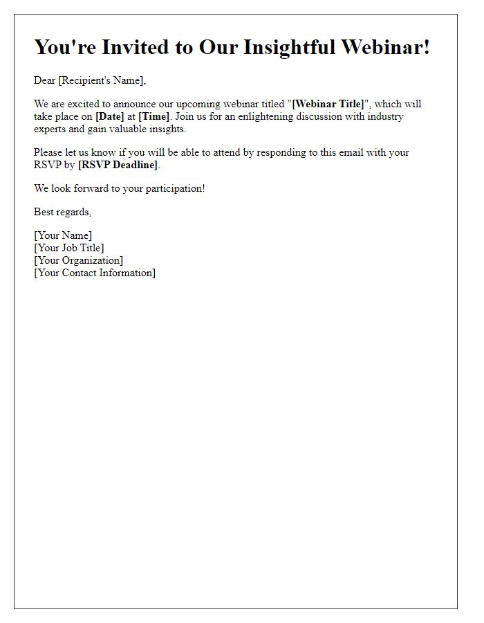 Letter template of RSVP request for our insightful webinar presentation.