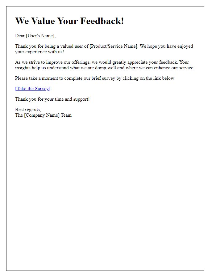 Letter template of Feedback Request for Returning Users