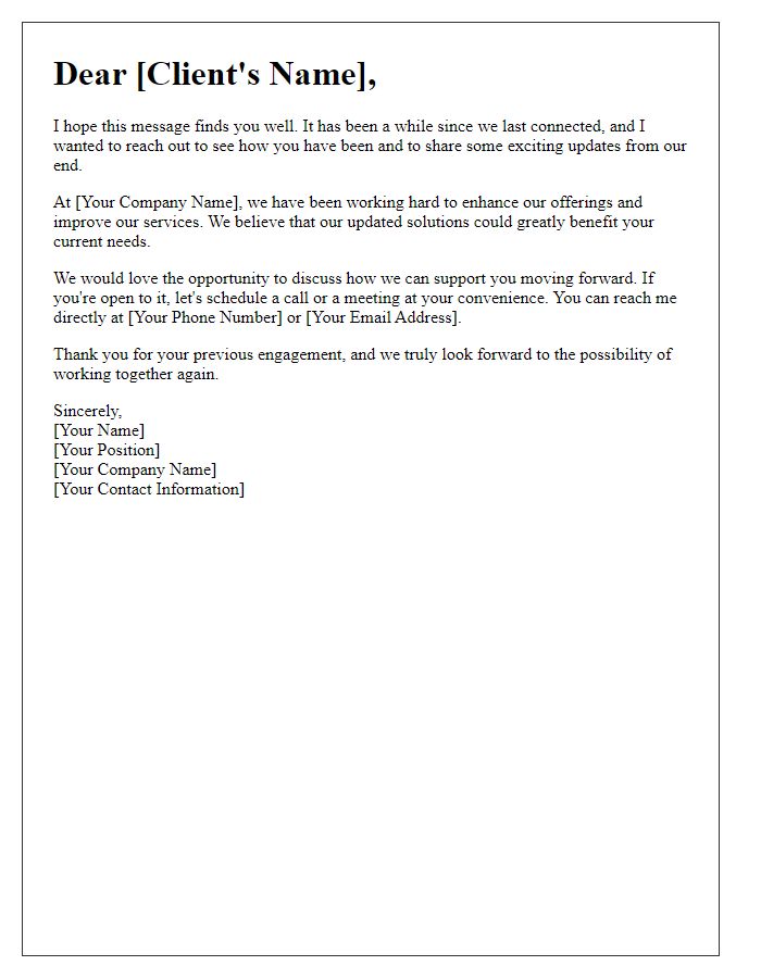 Letter template of Re-engagement for Previous Clients