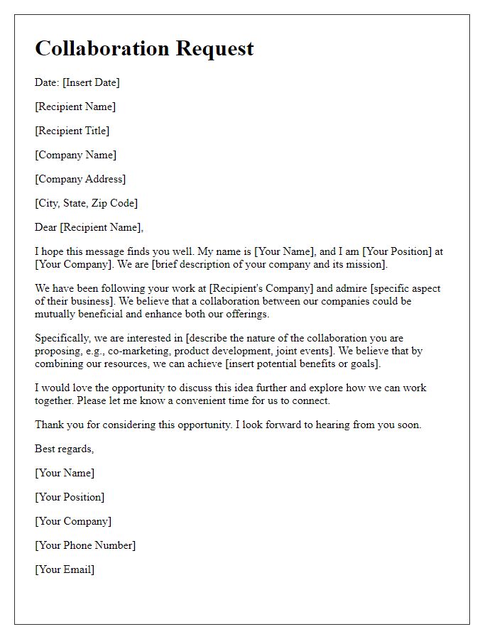 Letter template of collaboration request for businesses