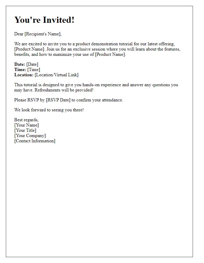 Letter template of product demonstration tutorial invitation