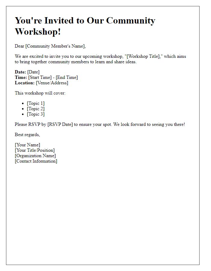 Letter template of community workshop invitation