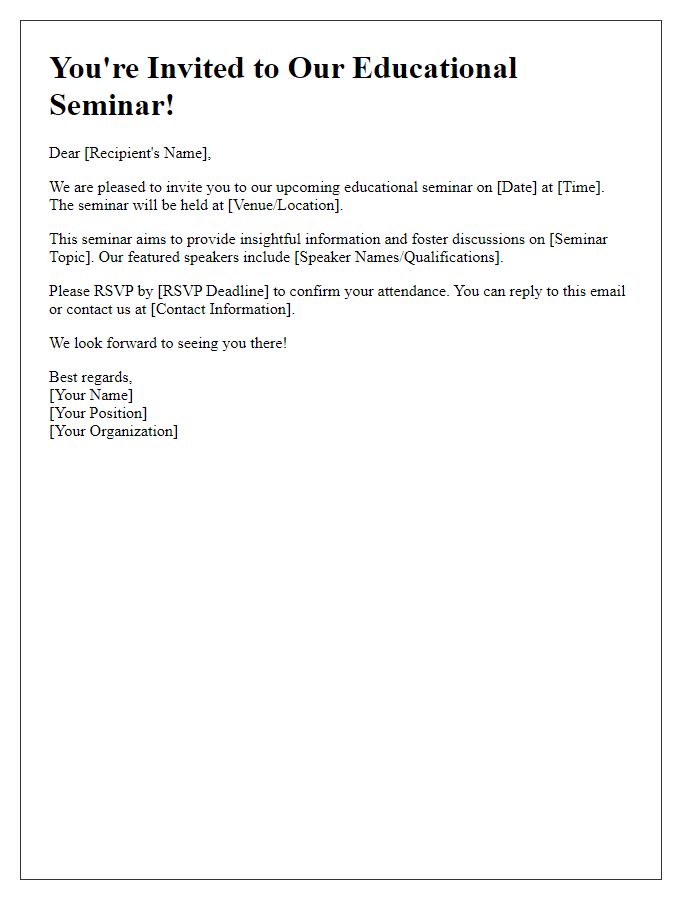 Letter template of educational seminar invitation