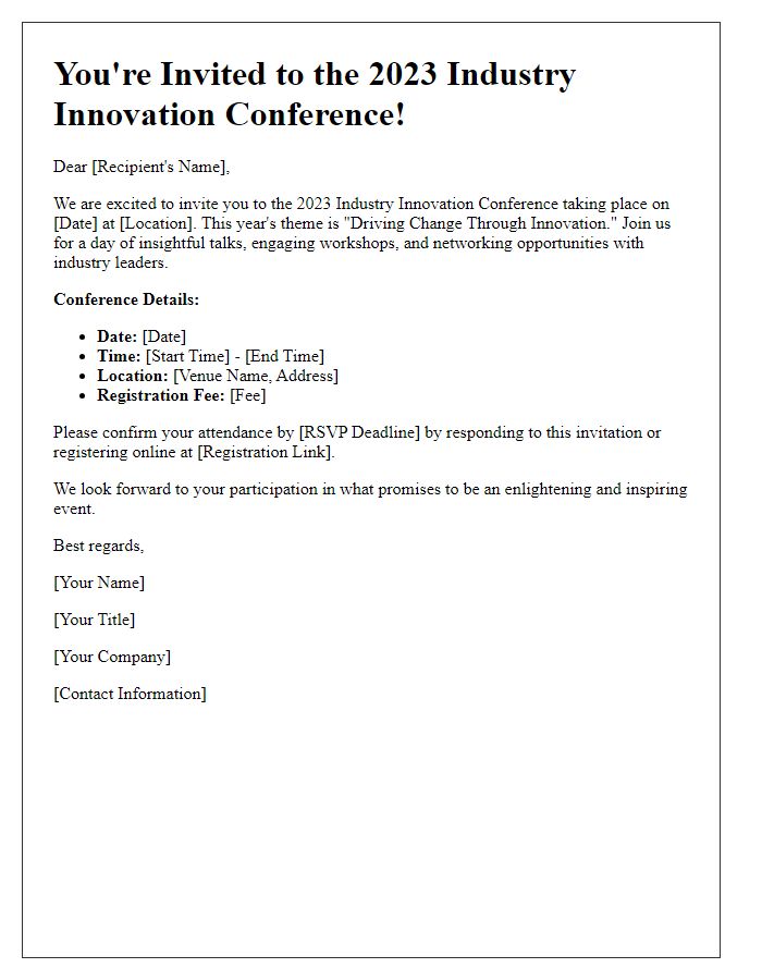 Letter template of industry conference invitation