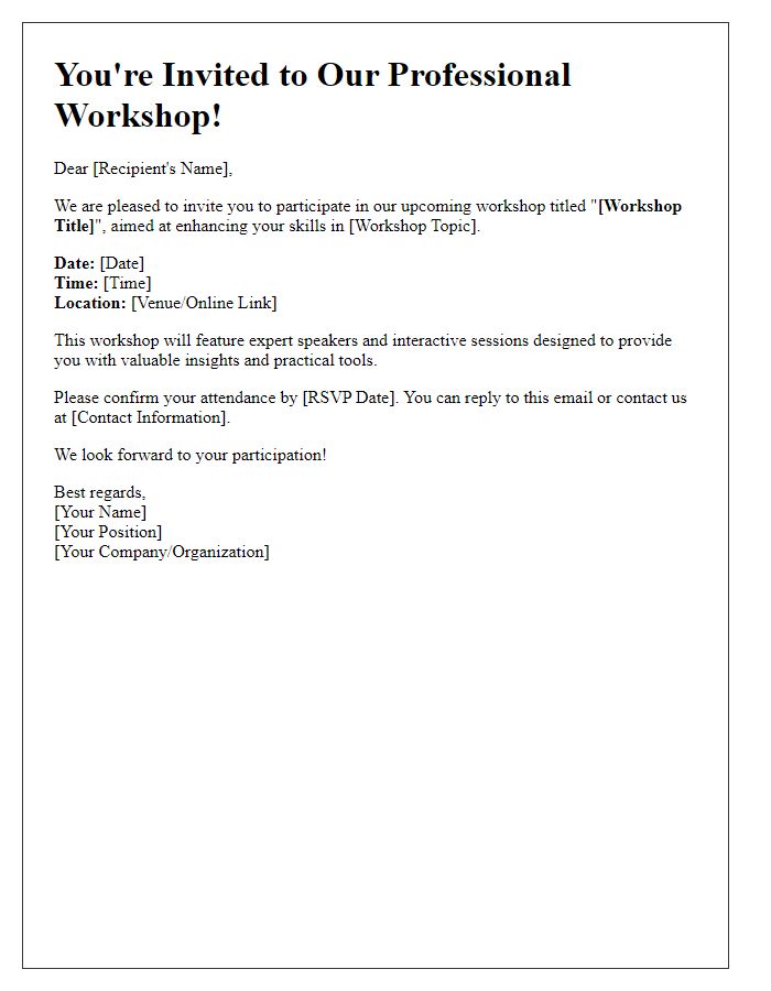 Letter template of professional workshop invitation