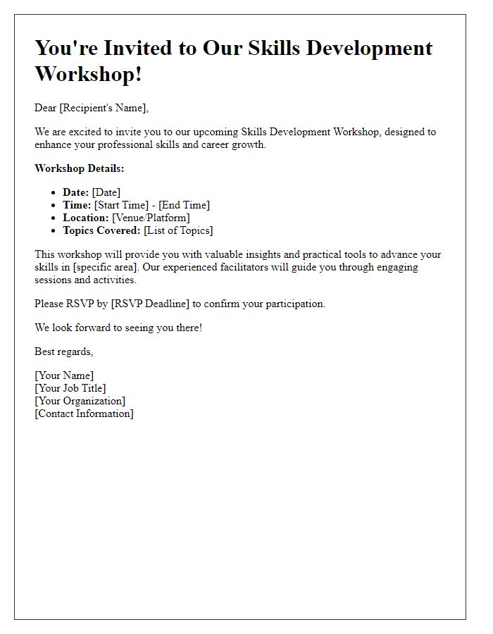 Letter template of skills development workshop invitation