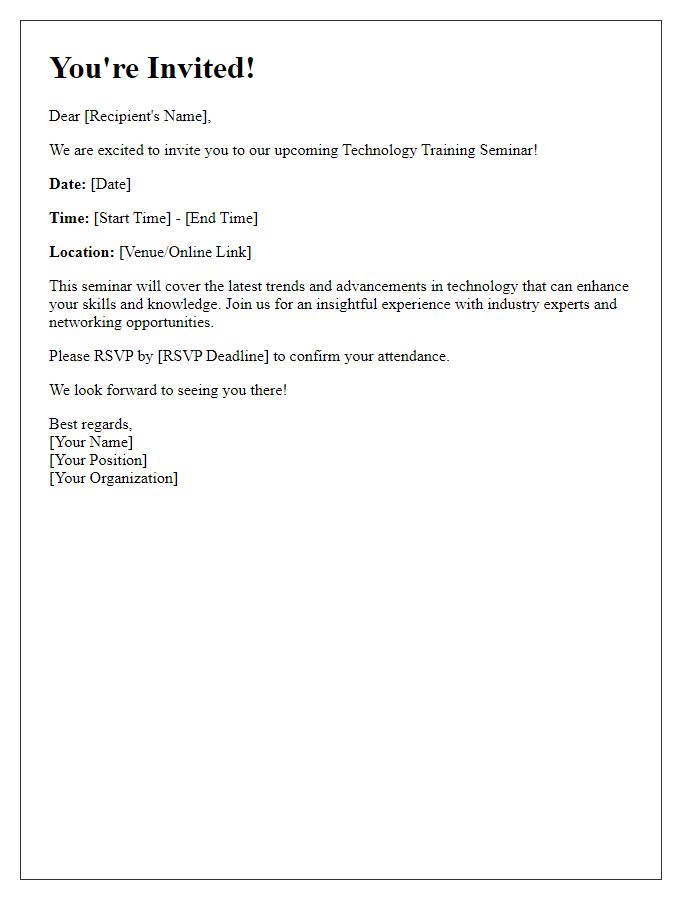 Letter template of technology training seminar invitation