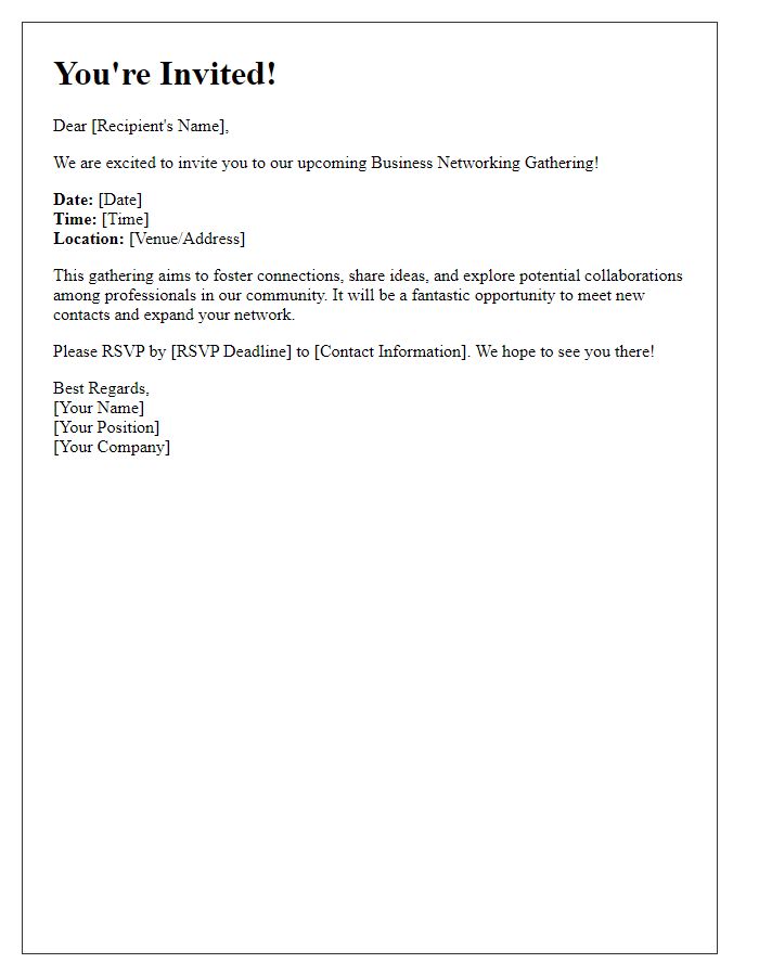 Letter template of Business Networking Gathering Invitation