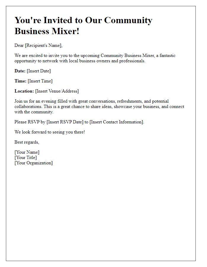 Letter template of Community Business Mixer Invitation