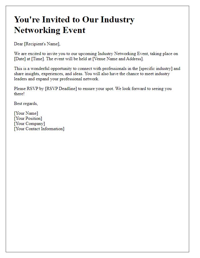 Letter template of Industry Networking Event Invite