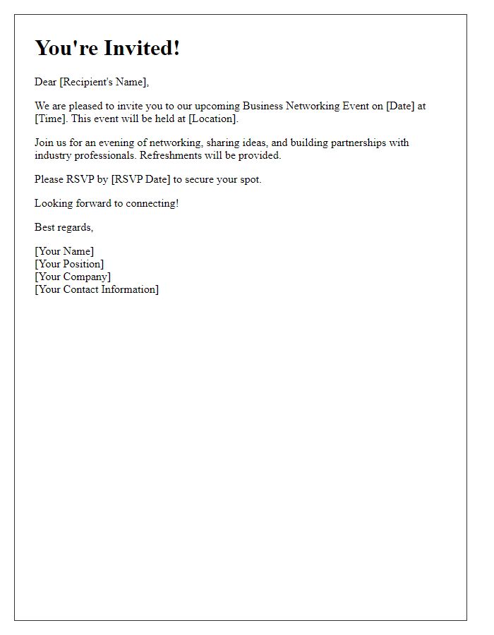 Letter template of Invitation to Business Networking Event