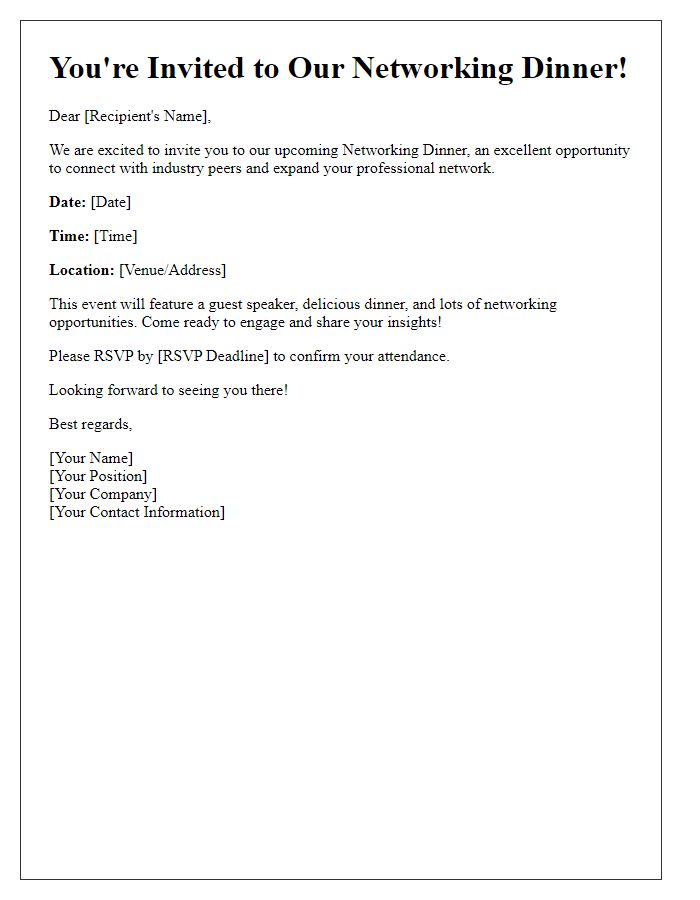 Letter template of Networking Dinner Event Invite