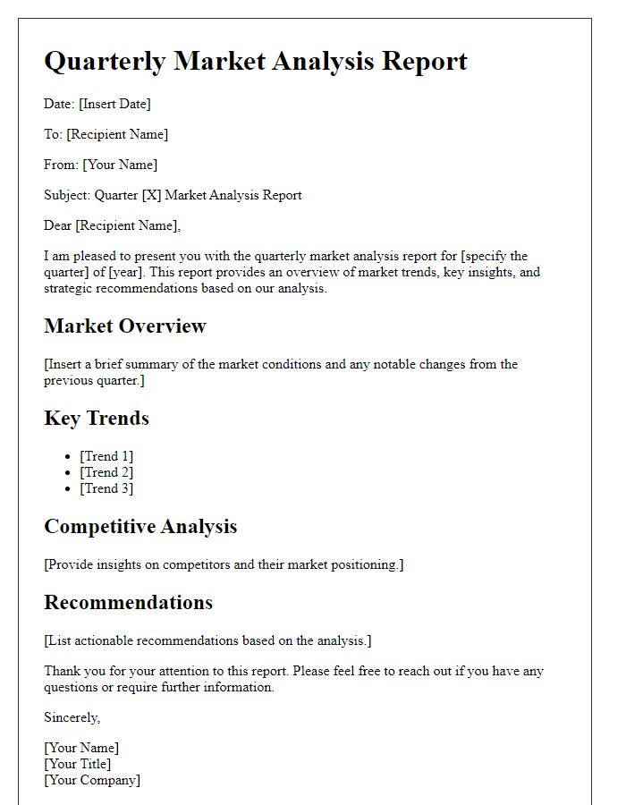 Letter template of quarterly market analysis report