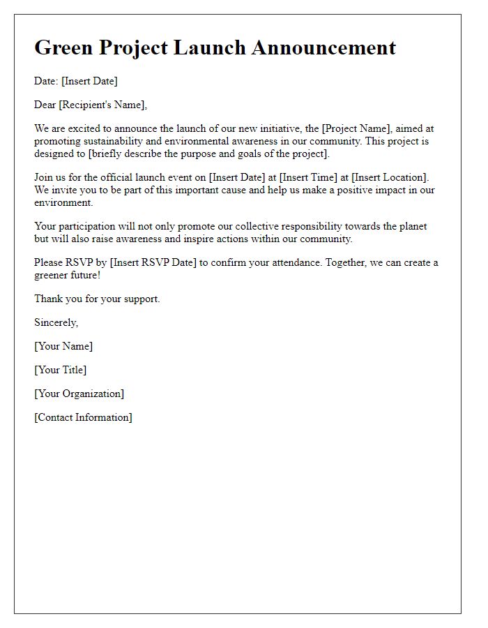 Letter template of green project launch