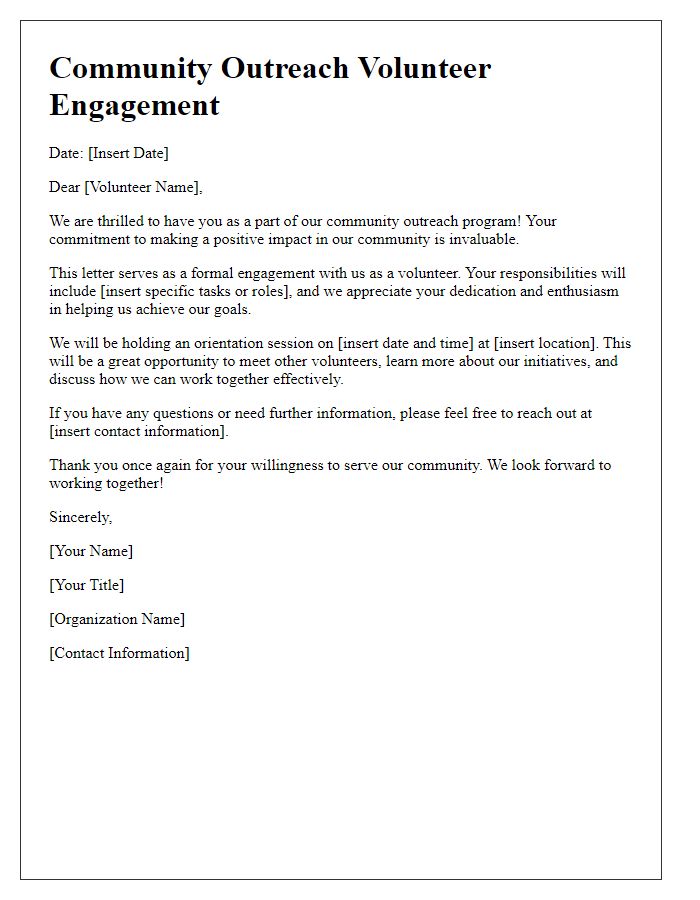 Letter template of community outreach volunteer engagement