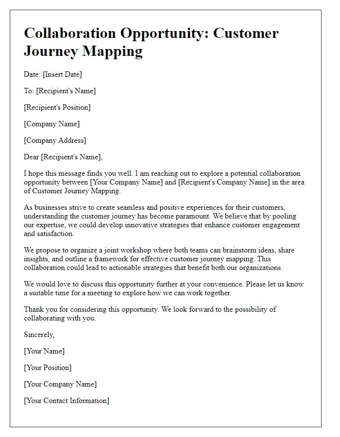 Letter template of Collaboration Opportunity: Customer Journey Mapping