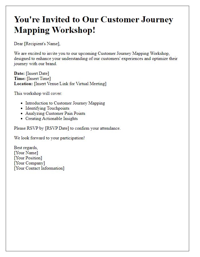 Letter template of Customer Journey Mapping Workshop Invitation