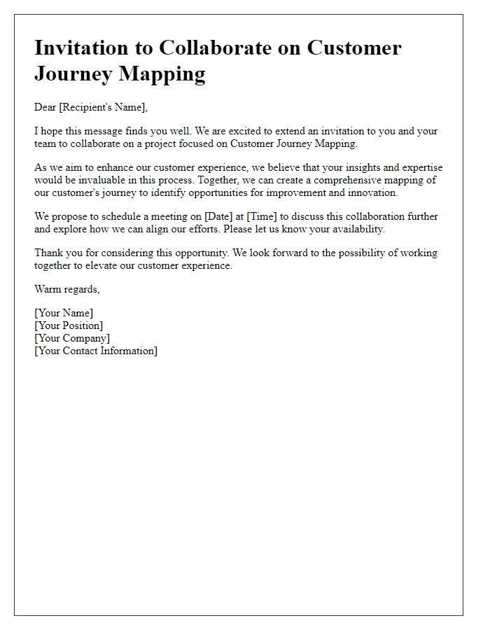 Letter template of Invitation to Collaborate on Customer Journey Mapping