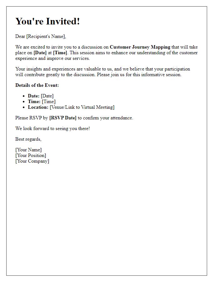 Letter template of Join Us for Customer Journey Mapping Discussion