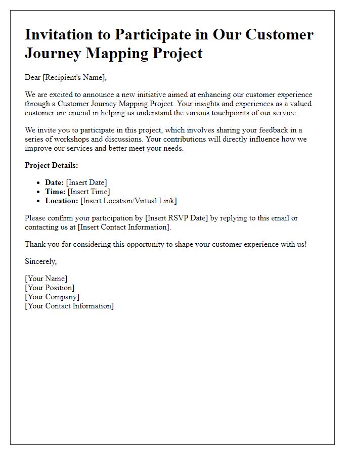 Letter template of Participate in Our Customer Journey Mapping Project